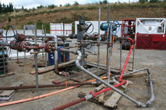 Temporary pipe work at Cheal-BH-1—already our best well at Cheal—waiting on 225m of perfs.